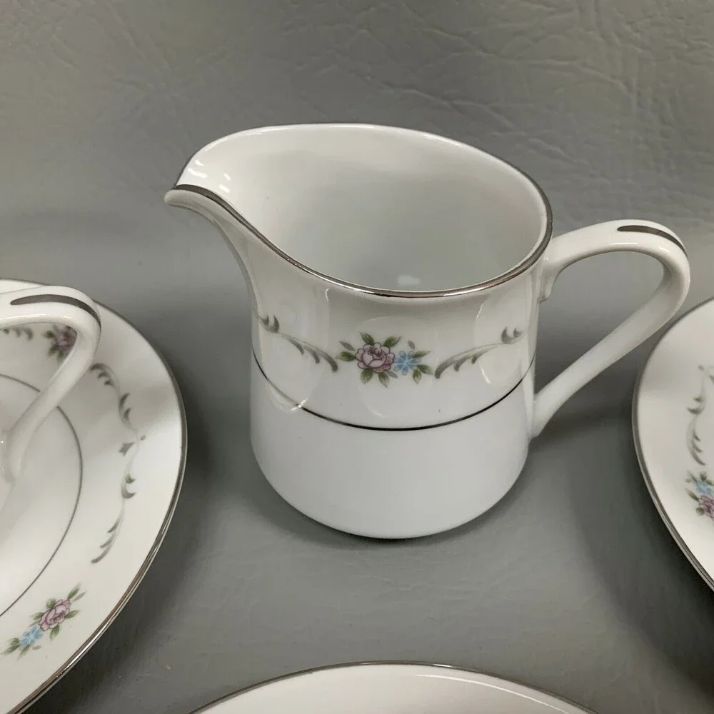 Wyndham Valencia 364 Cups Saucers Creamer Sugar Bowl Multi-color Floral Lot of 9
